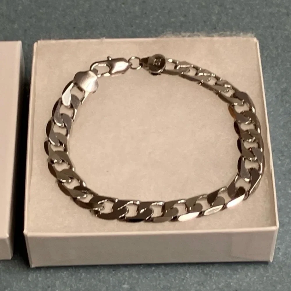 Men's Silver 316L Solid Stainless Steel 8MM Cuban Curb Link Bracelet